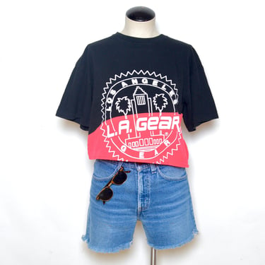 Vintage 80's L.A. Gear Cropped T-Shirt Sz S 