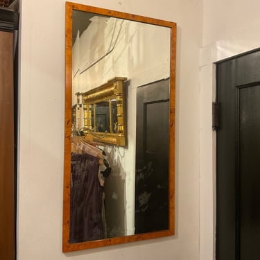 Burl Maple Mirror, Patinated Glass