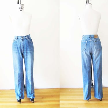 Vintage 80s Lee Denim Jeans 27 - High Waist Womens Jeans Straight Slightly Tapered Blue Jeans  - Worn In Vintage Denim 