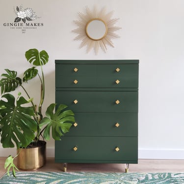 Refinished Modern Green Highboy ***please read entire listing prior to purchase SHIPPING is NOT free 