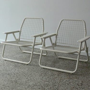 Modernist Niels Gammelgaard Inspired for IKEA Wire Folding Lounge Chairs (Set of 2) 