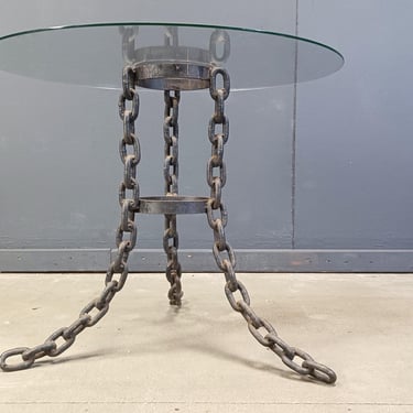 Brutalist chain link coffee table or side table, 1970s - sculptural coffee table -  industrial coffee table - industrial design 