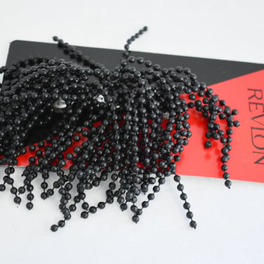 1990s NOS Revlon Black Plastic Bead Fringed Barrette 