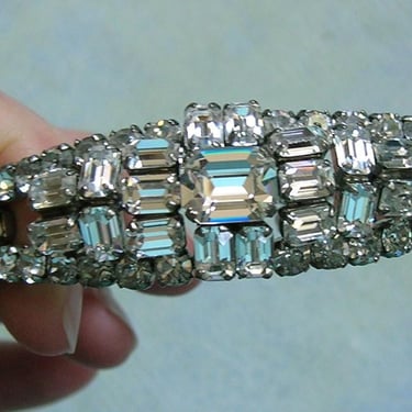 Vintage Austria Rhinestone Bracelet, 1950's Rhinestone Bracelet, Old Austria Rhinestone Bracelet (#4462) 