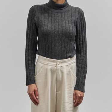 7115 Yak Ribbed Roll-Neck Sweater, Charcoal