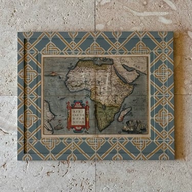 16th C. Colored Engraving of the African Continent by Abraham Ortelius in Gusto Painted Frame