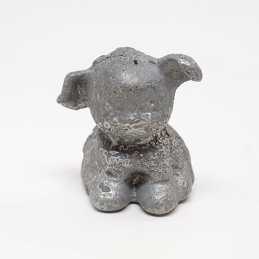 Antique Cast Aluminum BUCKI Advertising Pup Paperweight, Vintage Carbons Ribbons Typewriters Puppy Dog 