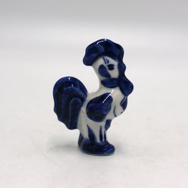 vintage Gzhel Rooster Blue and White Porcelain 