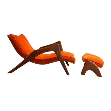 Adrian Pearsall "Crescent" Lounge Chair and Ottoman, 1960