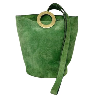 Celine Green Suede Logo Bucket Bah