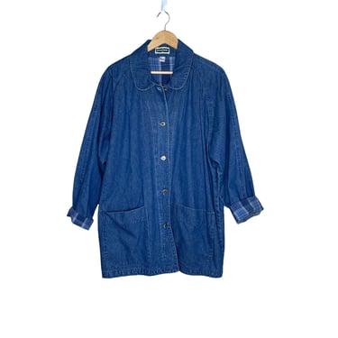 Vintage Gotcha Covered Denim Flannel Lined Chore Coat, Denim Chore Jacket, Size Large 