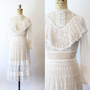 1970s CROCHET KNIT dress xs | new spring 