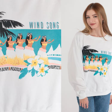 Wind Song Cruises Sweatshirt 80s Cruise Ship Sweater Hula Dancer Graphic Shirt Tahiti Bora Moorea Maupiti Vintage 1980s Small Medium Large 