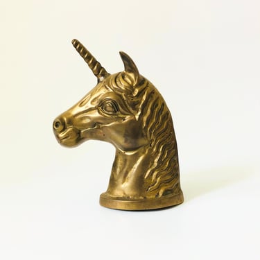 Large Brass Unicorn Head 