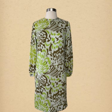 Vintage 60s Psychedelic Mod Floral Shift Dress, Miss Couture 