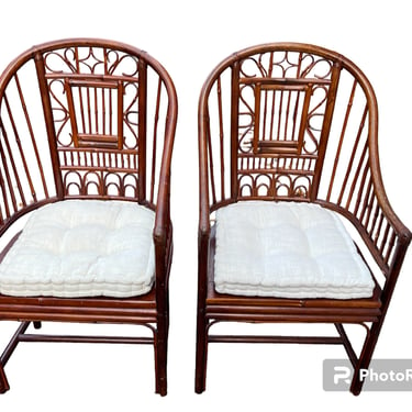 Vintage Brighton Pavilion Style Bamboo & Rattan Chair - a pair 