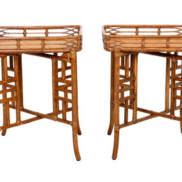 Pair McGuire Tray Tables on Stands