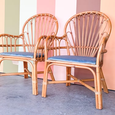 Pair of Cute Coastal Rattan Chairs