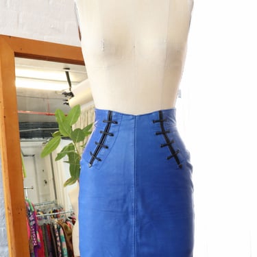 Michael Hoban Lace-up Leather Skirt XS