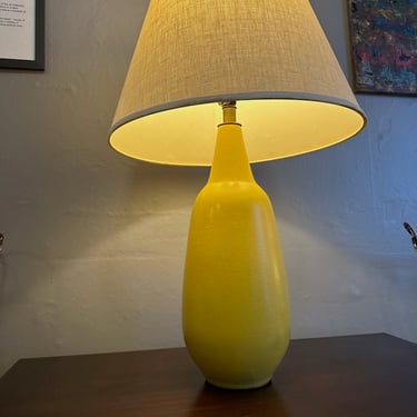 Vintage Pottery Lamp Bright Yellow