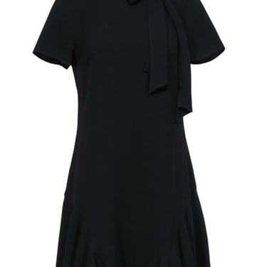 Shoshanna - Black Short Sleeve Shift Dress w/ Neck Tie Sz 8