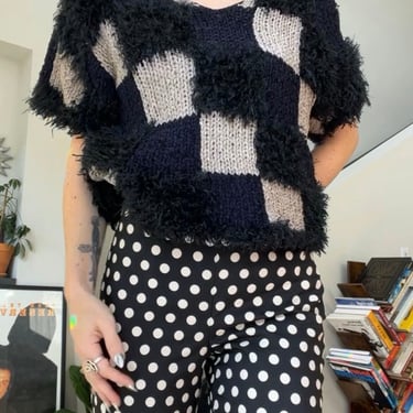 VTG 1995 Checkered Cropped Textured Sweater 