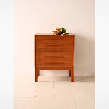 Vintage Teak Chest of Drawers - 1960s Scandinavian Five-Drawer Dresser 