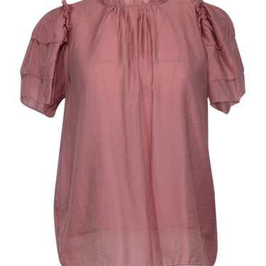 Hunter Bell - Mauve Pink Tiered Sleeve Mock Neck Tops Sz XS