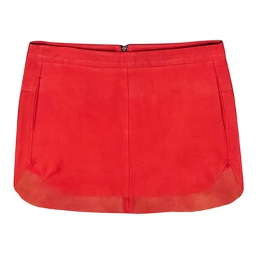 Michelle Mason - Red Lambskin Mini Skirt w/ Zippers Sz 4