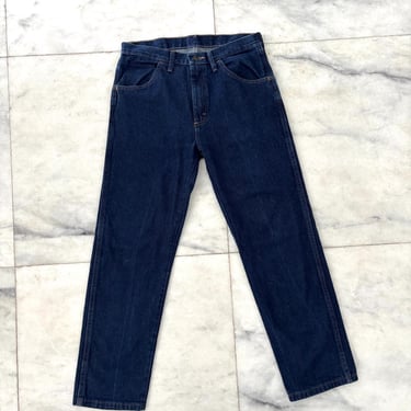 Vintage Rustler Jeans Dark Wash Blue Straight Leg Mens 33x30 Cowboy Western 