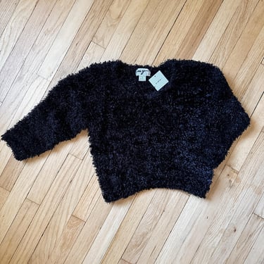 Vintage Textured Black Sweater | Size M 