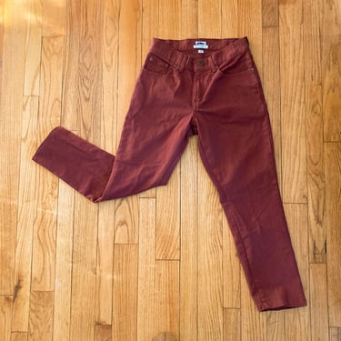 90s Rust Red Brown Cotton Denim High Waist Straight Leg Jeans | 28