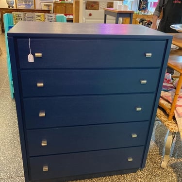 Mid century blue painted chest 36” x 19” x 45” Call 202-232-8171 to purchase 