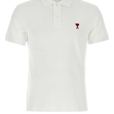 Ami Men White Piquet Polo Shirt