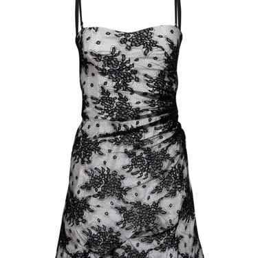 Dolce & Gabbana - Black Lace w/ White Lining Ruched Dress Sz 4