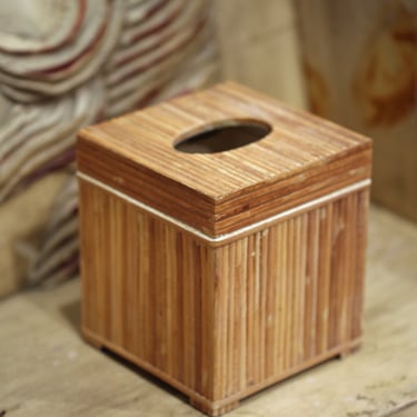 Vintage Bamboo Tissue Box Cover 