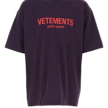 Vetements Unisex Dark Purple Cotton T-Shirt