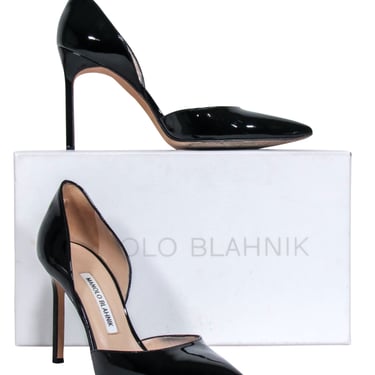 Manolo Blahnik - Black Patent Leather Pointed Toe Pumps Sz 7.5