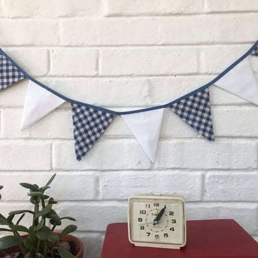 Blue Cotton Gingham Wall Bunting 