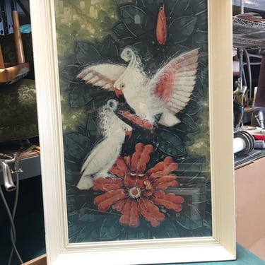 Billy Seay Airbrush Parrots in Original Art for Turner in Original Frame 