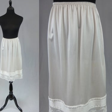 80s Pale Pearl Gray Half Slip - Lace Trim Hem Skirt Slip - Body Lites - Vintage 1980s - Size L 