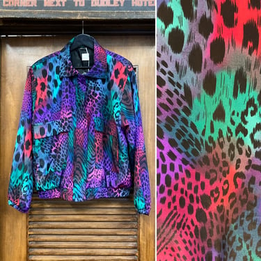 Vintage 1990’s Krazy Animal Print Rave Pop Art Windbreaker Jacket, 90’s Rave Jacket, Vintage Pop Art, Vintage Windbreaker, Vintage Clothing 