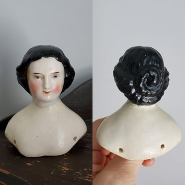 Antique China Doll Head with Waterfall Bun Hairstyle 2.75