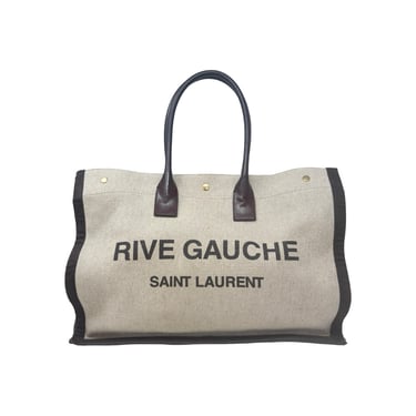 Saint Laurent Tan and Brown Fabric Tote