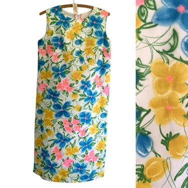 Miami Originals sleeveless Aline shift - size small - 1960s floral vintage dress 