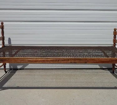 Antique Folding Bed Cot Civil War Era 1890's Daybed Wood Frame Traditional Single Bedroom Cottage Country Farm Rustic Primitive Farmhouse 