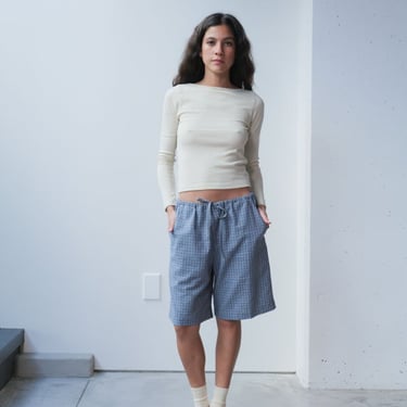 at Dawn. Drawstring Shorts - Gray Plaid