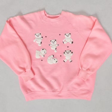 TEDDY BEARS SWEATSHIRT Vintage Pink Pullover Long Sleeve Puffy Cute Graphic 90's Oversize / Medium Large 