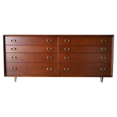 Walnut and Brass 8 Drawer Dresser by Paul Frankl, ca. 1960