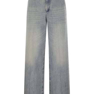 Brunello Cucinelli Women Soft Denim Low-Slung Trousers With Adjustable Waistband And Monile